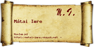 Mátai Imre névjegykártya